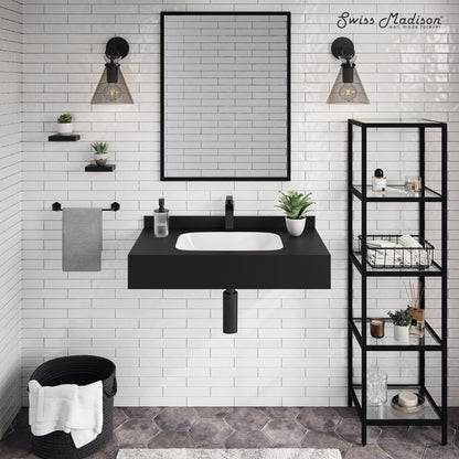 Swiss Madison, Avancer 36'' Wall Mount Sink In Black Marquina