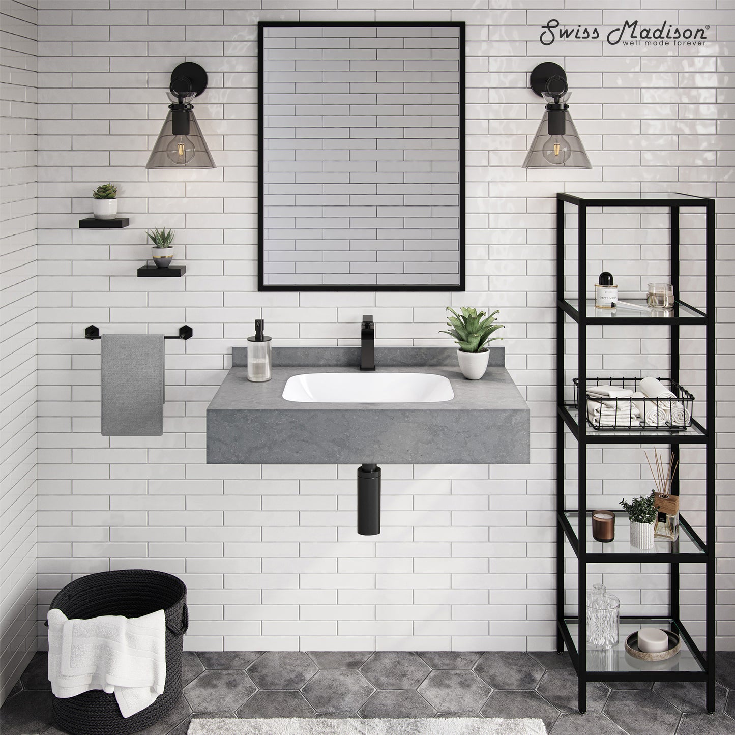 Swiss Madison, Avancer 36'' Wall Mount Sink In Charcoal Grey