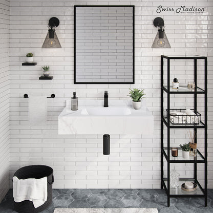 Swiss Madison, Avancer 36'' Wall Mount Sink In White Marble