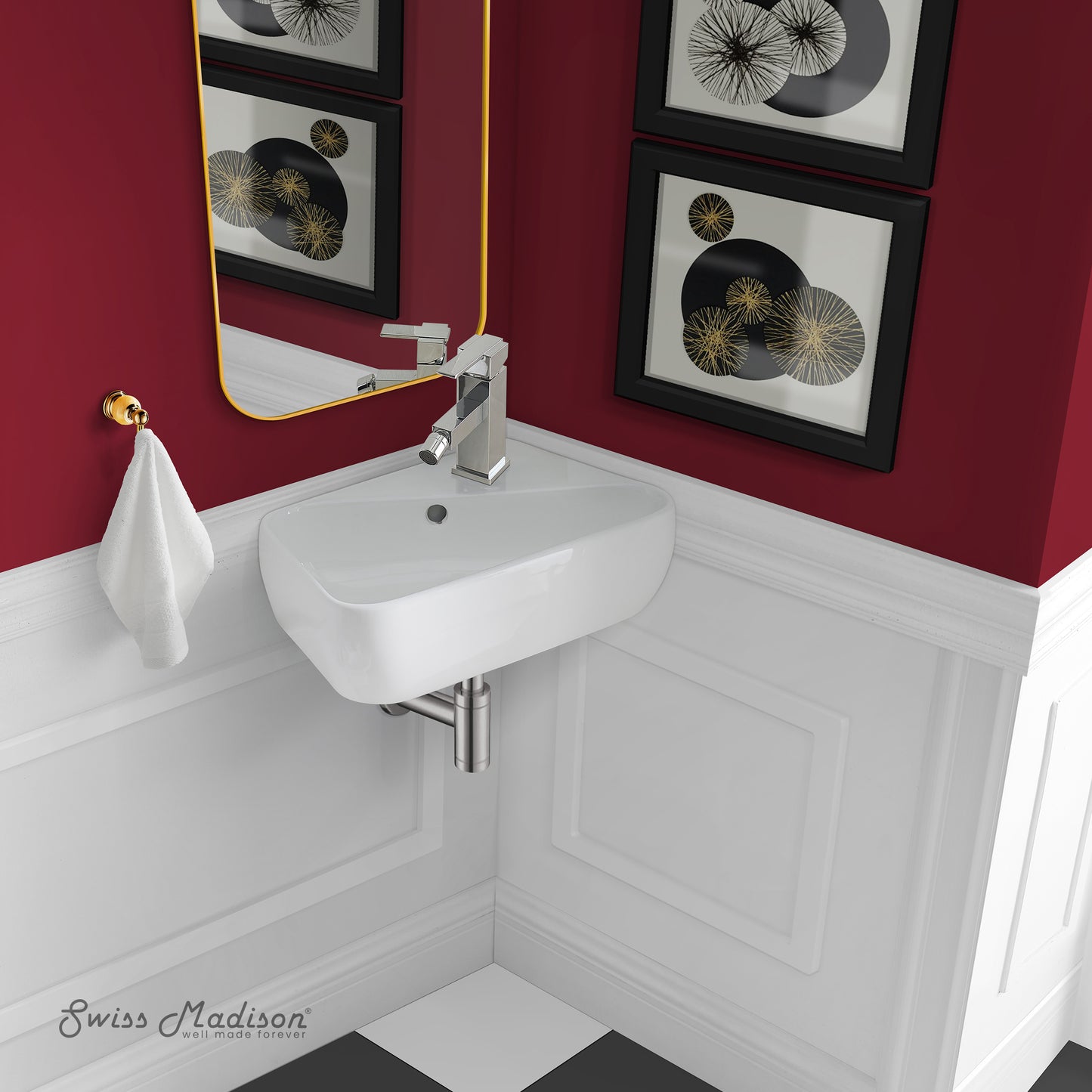 Swiss Madison, Plaisir 18 x 11 Ceramic Wall Hung Sink with Right Side Faucet Mount