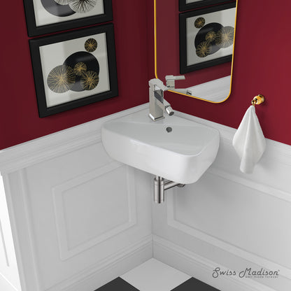 Swiss Madison, Plaisir 18 x 11 Ceramic Wall Hung Sink with Left Side Faucet Mount