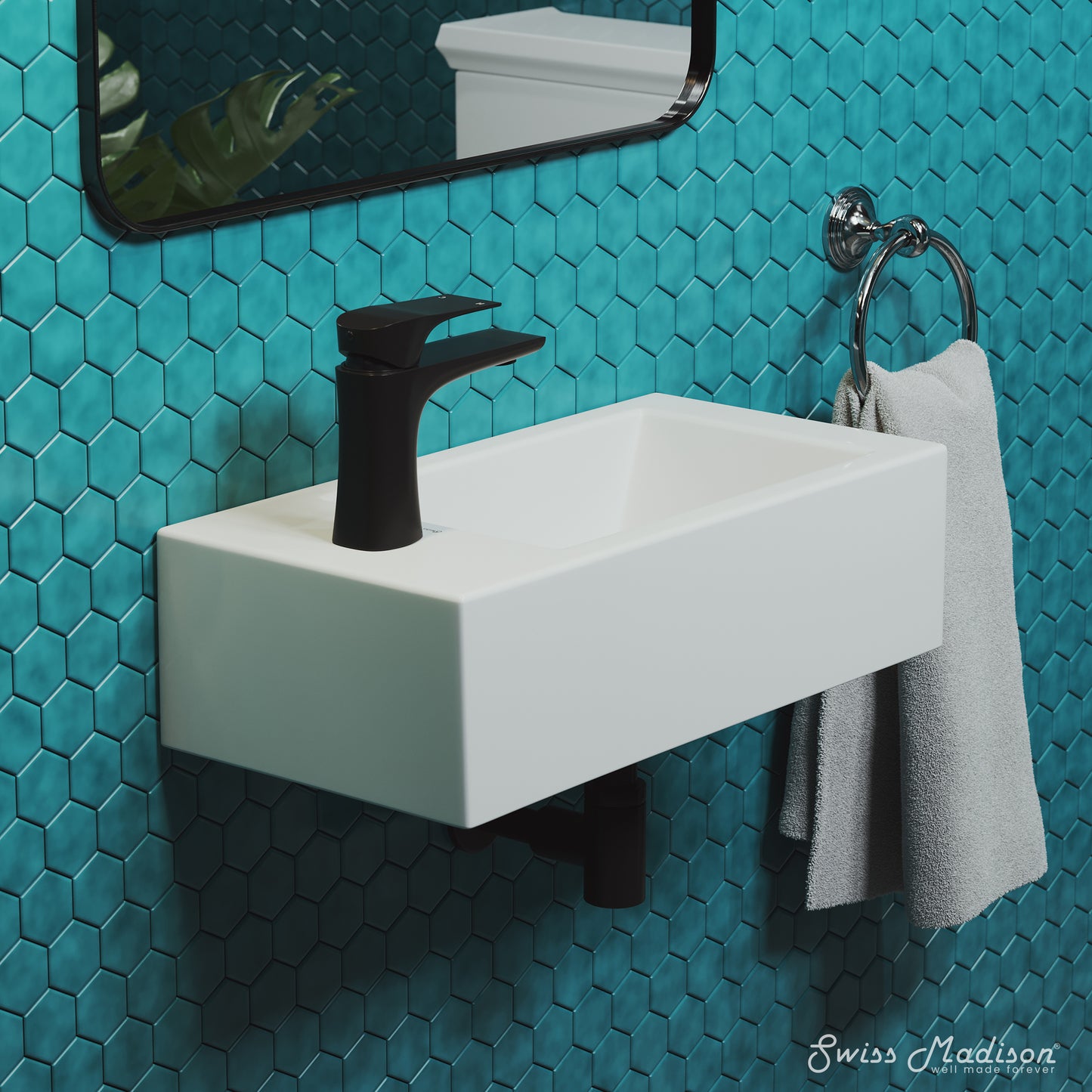 Swiss Madison, Voltaire 19.5 x 10 Rectangular Ceramic Wall Hung Sink with Left Side Faucet Mount