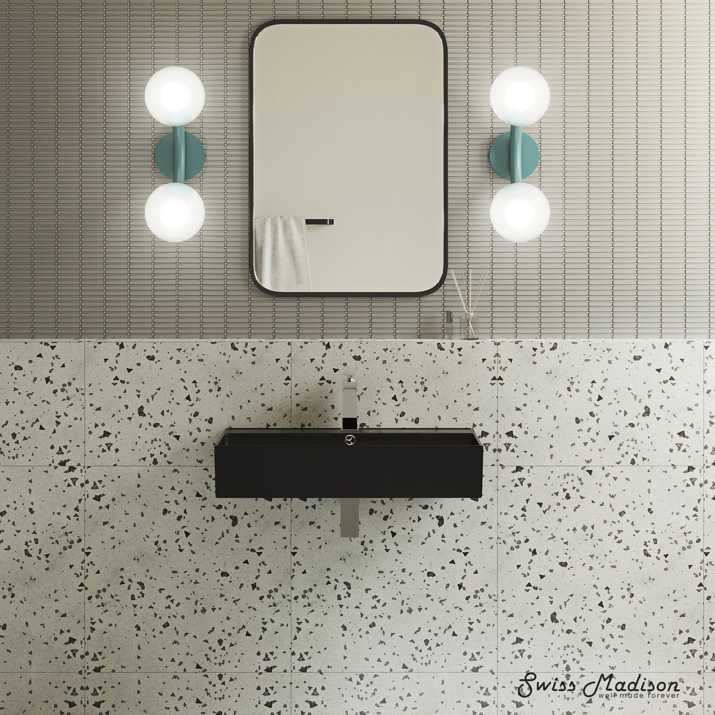 Swiss Madison, Claire 22" Rectangle Wall-Mount Bathroom Sink in Matte Black