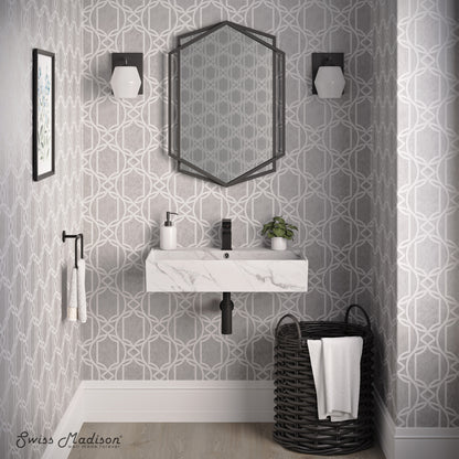 Swiss Madison, Claire 22" Rectangle Wall-Mount Bathroom Sink in White Marble