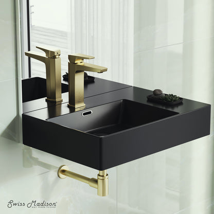 Swiss Madison, St. Tropez 24 x 18 Ceramic Wall Hung Sink with Left Side Faucet Mount, Matte Black
