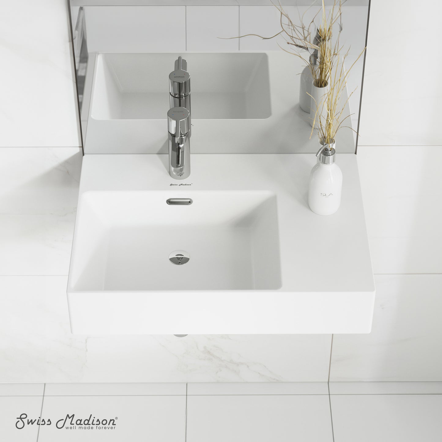 Swiss Madison, St. Tropez 24 x 18 Ceramic Wall Hung Sink with Left Side Faucet Mount