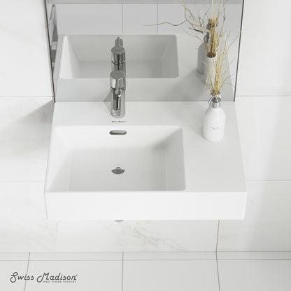 Swiss Madison, St. Tropez 24 x 18 Ceramic Wall Hung Sink with Left Side Faucet Mount