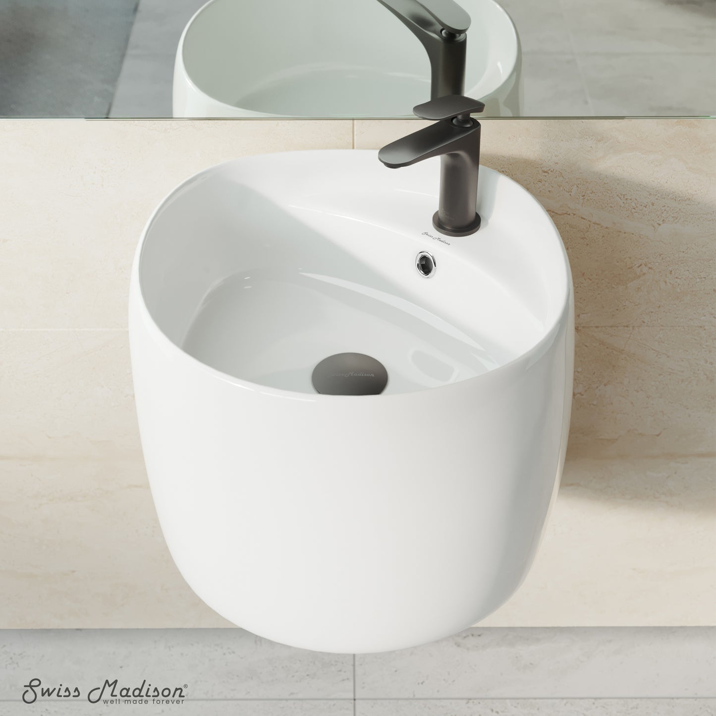 Swiss Madison, Ivy 18 in. Ceramic Glossy White Wall Mount Sink