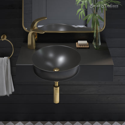 Swiss Madison, Chateau 30" Right Side Faucet Wall-Mount Bathroom Sink in Matte Black