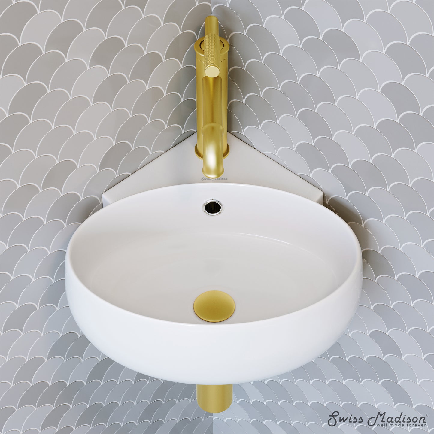 Swiss Madison, Plaisir Corner Wall Hung Sink