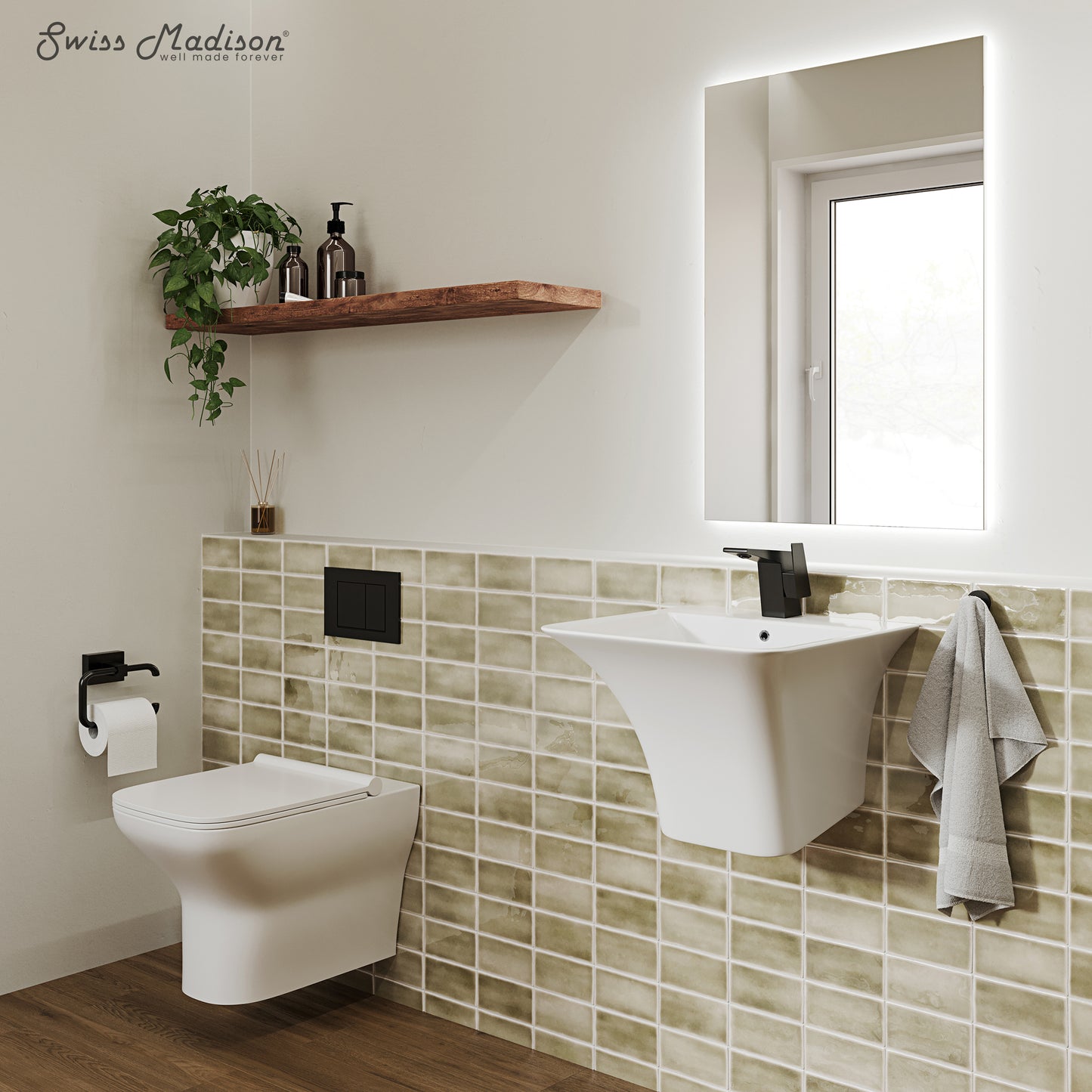 Swiss Madison, Carre 21" Wall-Mount Bathroom Sink