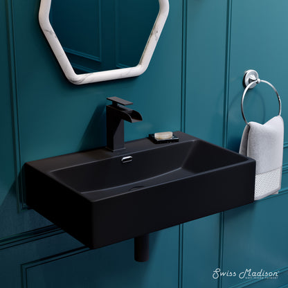 Swiss Madison, Claire 24" Rectangle Wall-Mount Bathroom Sink in Matte Black