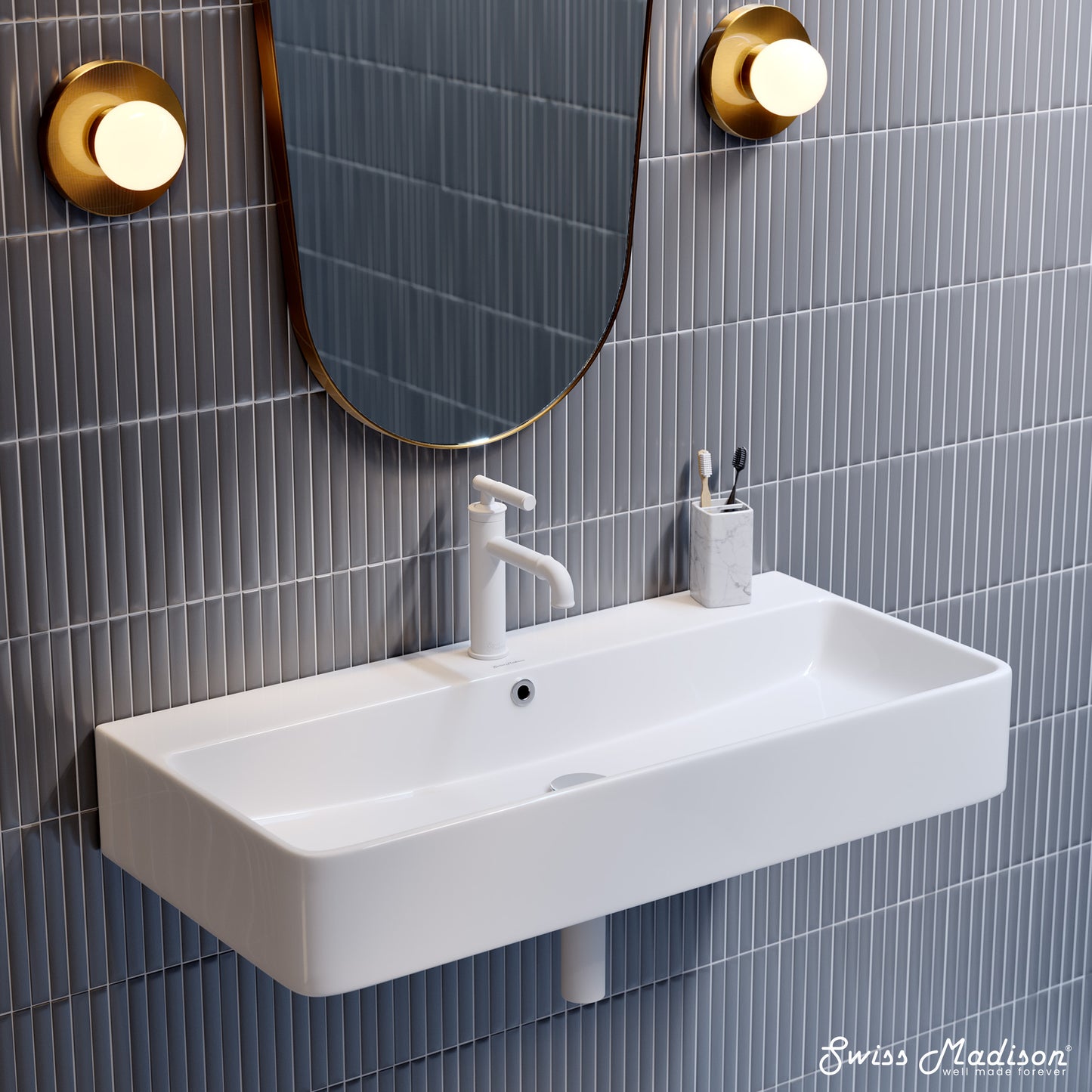 Swiss Madison, Carre 36" Rectangle Wall-Mount Bathroom Sink