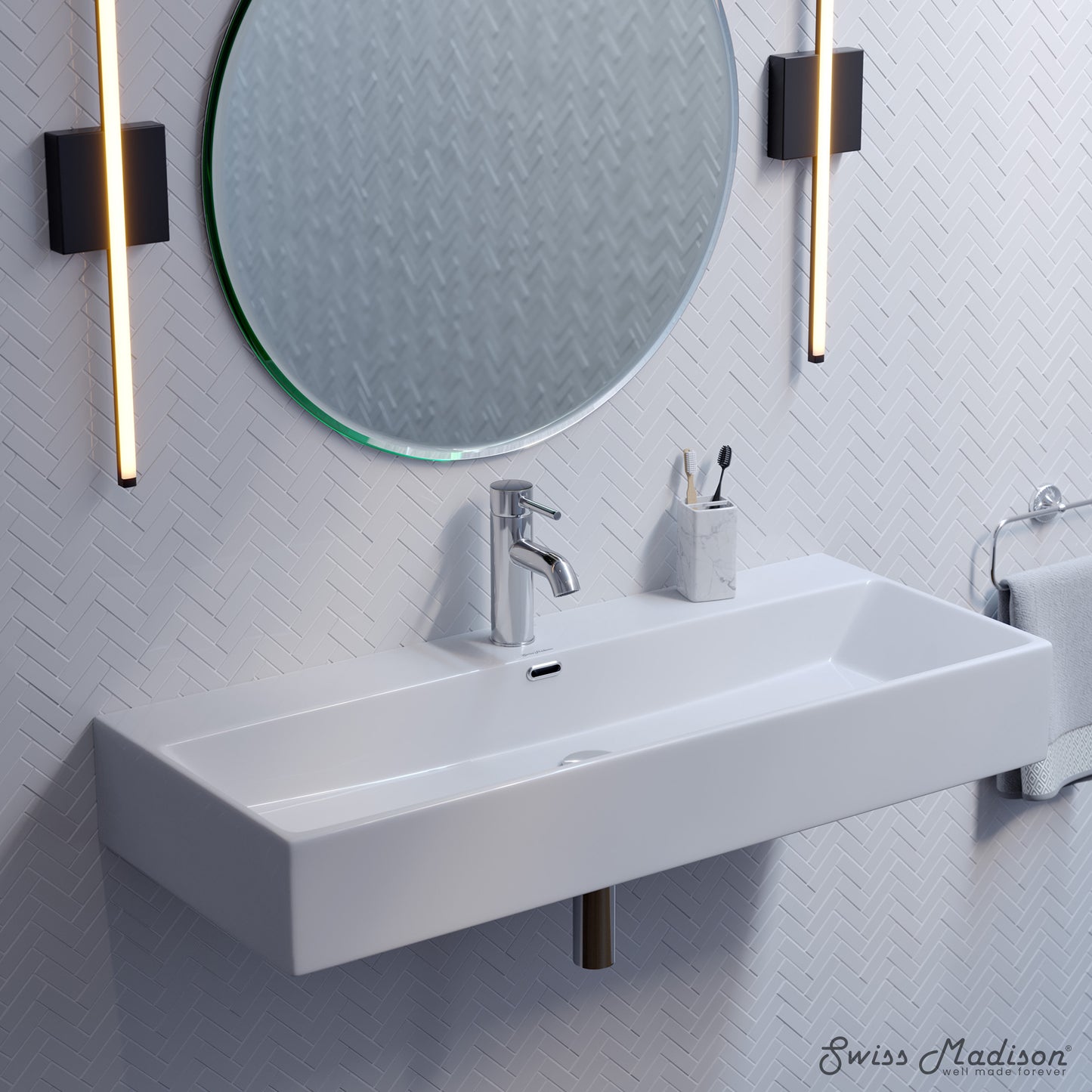 Swiss Madison, Claire 40" Rectangle Wall-Mount Bathroom Sink