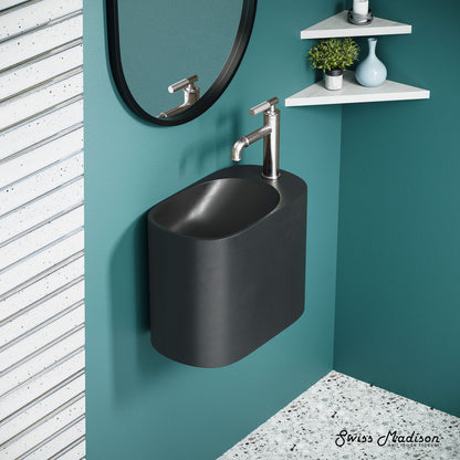 Swiss Madison, Terre 18" Right Side Faucet Wall-Mount Bathroom Sink in Black