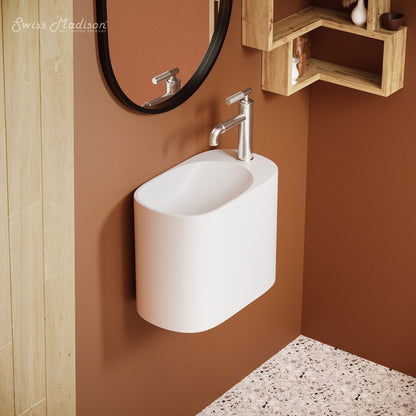 Swiss Madison, Terre 18" Right Side Faucet Wall-Mount Bathroom Sink in White