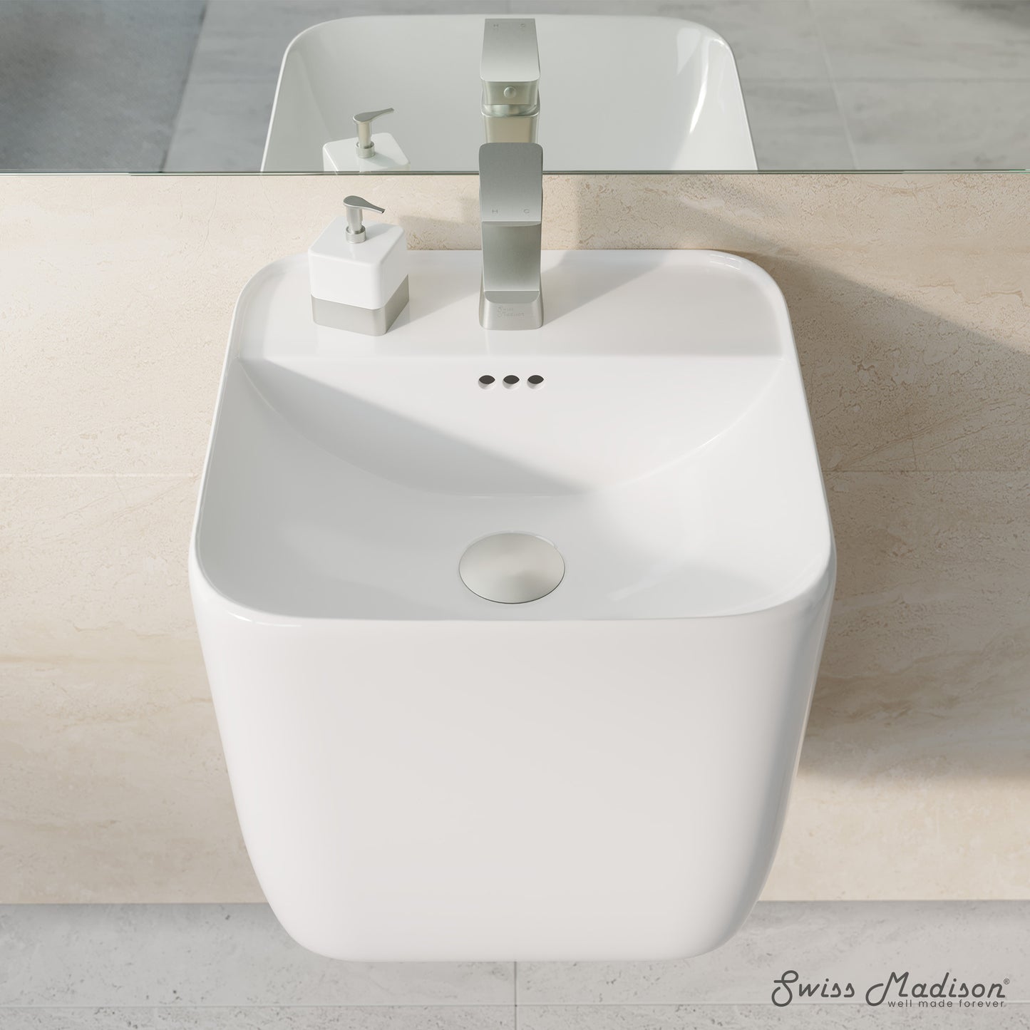 Swiss Madison, Carre 17.5" Wall-Mount Bathroom Sink