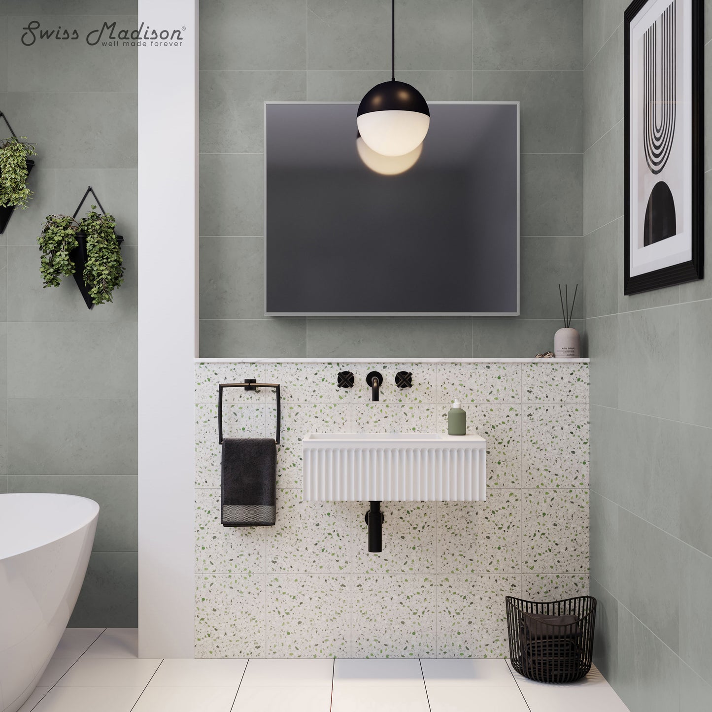 Swiss Madison, Delice 24" Rectangle Wall-Mount Bathroom Sink in Matte White