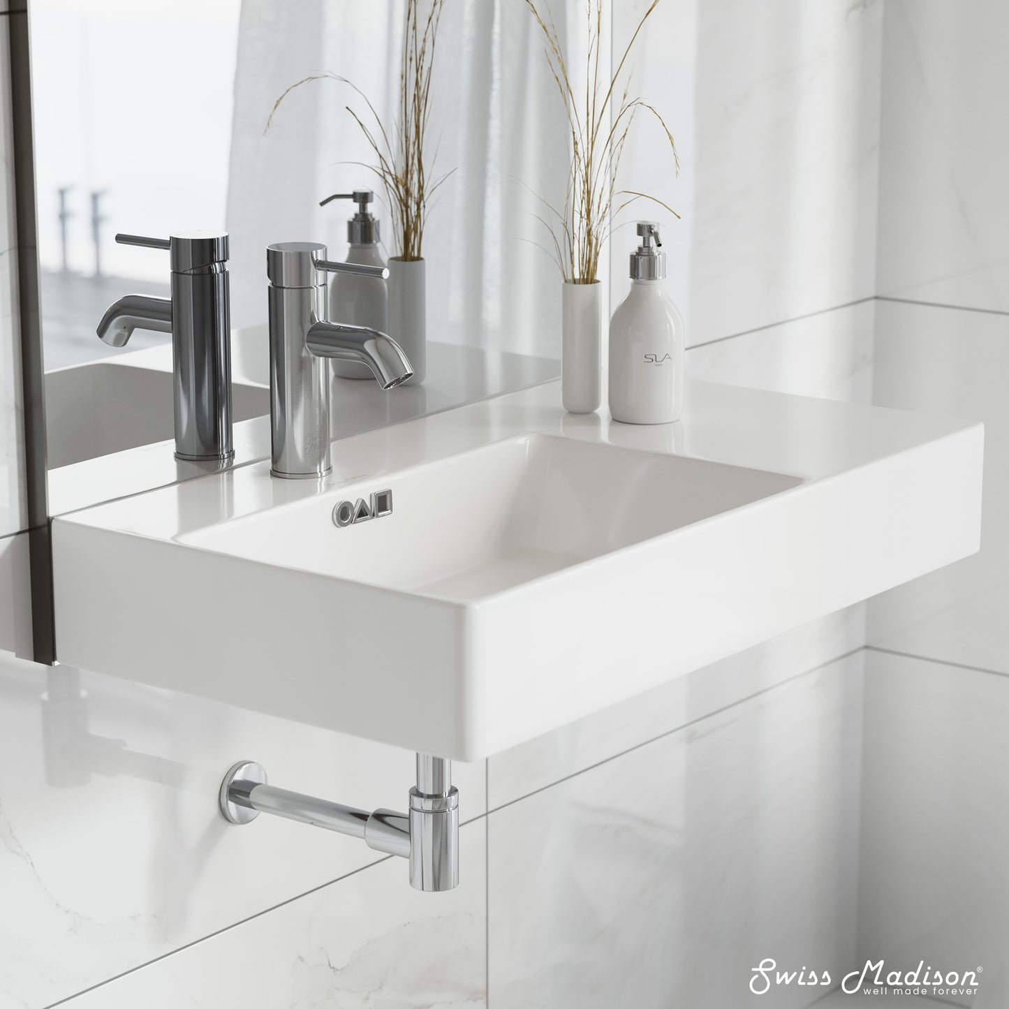 Swiss Madison, St. Tropez 30" Rectangle Wall-Mounted Sink with Left Side Faucet Mount