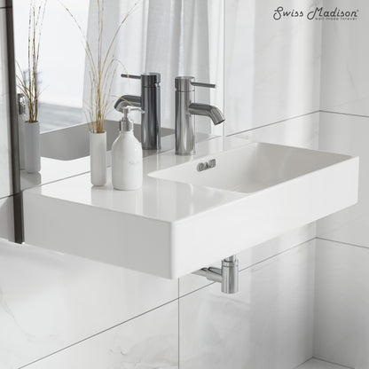Swiss Madison, St. Tropez 30" Rectangle Wall-Mounted Sink with Right Side Faucet Mount
