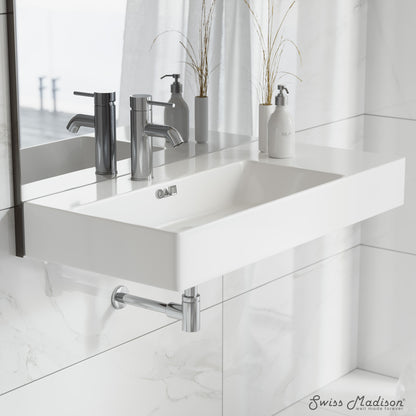 Swiss Madison, St. Tropez 36" Rectangle Wall-Mounted Sink with Left Side Faucet Mount