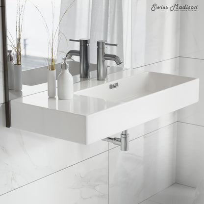 Swiss Madison, St. Tropez 36" Rectangle Wall-Mounted Sink with Right Side Faucet Mount