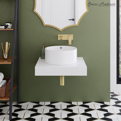 Swiss Madison, Monaco 24" Floating Bathroom Shelf with Vessel Sink in Glossy White