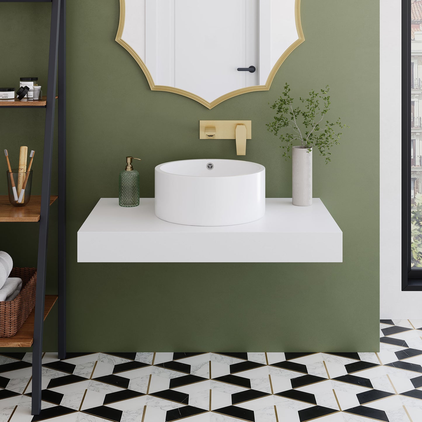 Swiss Madison, Monaco 36" Floating Bathroom Shelf in Glossy White (SM-VS252)