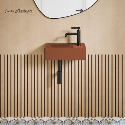 Swiss Madison, Lisse 16" Concrete Rectangle Wall-Mounted Sink with Right Side Faucet Mount in Matte Terracotta