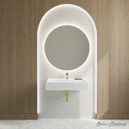 Swiss Madison, Voltaire Wide Rectangle Wall Hung Sink in Static Marble