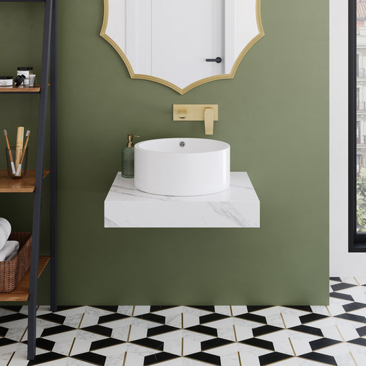 Swiss Madison, Monaco 24" Floating Bathroom Shelf in White Marble(SM-VS252)