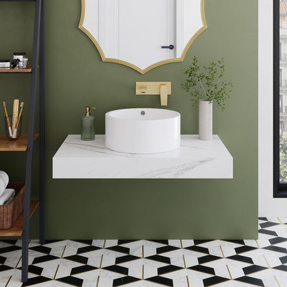 Swiss Madison, Monaco 36" Floating Bathroom Shelf in White Marble (SM-VS252)