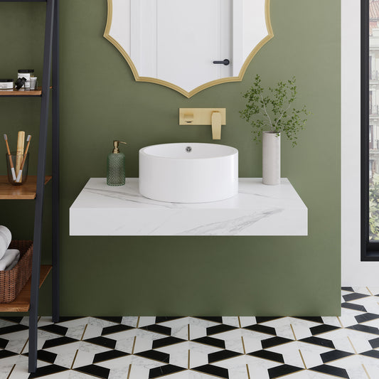 Swiss Madison, Monaco 36" Floating Bathroom Shelf in White Marble (SM-VS252)