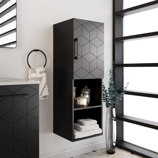 Swiss Madison, Annecy 15" W x 46" H x 12" D  Linen Cabinet in Phantom Black