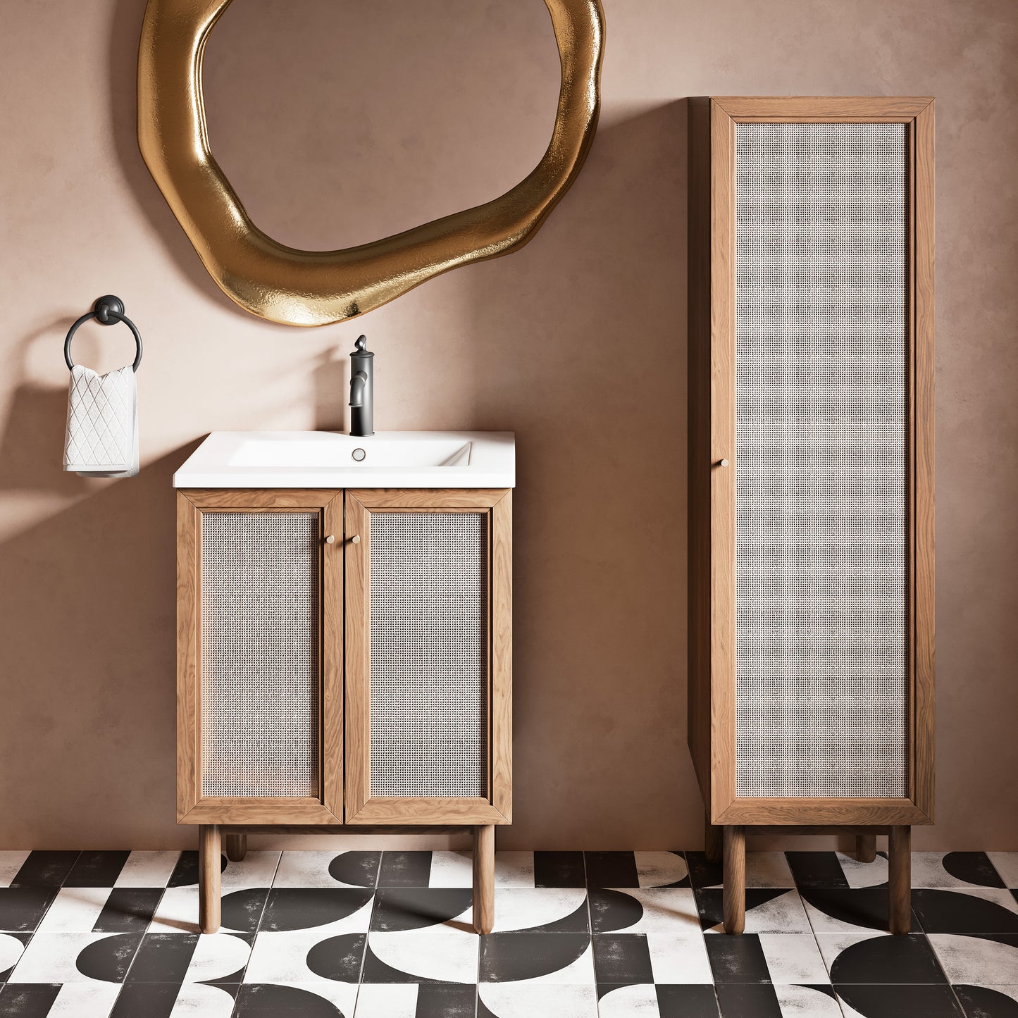 Swiss Madison, Classe 15.5 x 15 x 60 Freestanding Linen Cabinet in Toppan Oak
