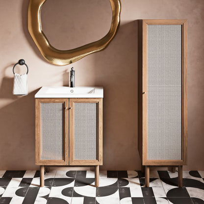 Swiss Madison, Classe 15.5 x 15 x 60 Freestanding Linen Cabinet in Toppan Oak