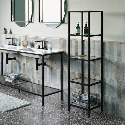 Swiss Madison, Pierre 16"x65"x14" Freestanding Linen Cabinet in Matte Black