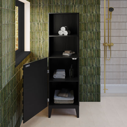 Swiss Madison, Cascade 17 x 17 x 60 Freestanding Linen Cabinet in Black Oak