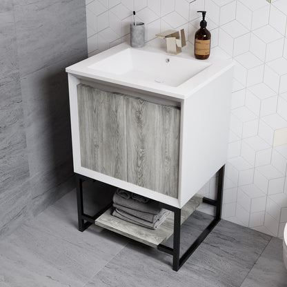 Swiss Madison, Marseille 24 Single, Two Doors, Open Shelf Bathroom Vanity