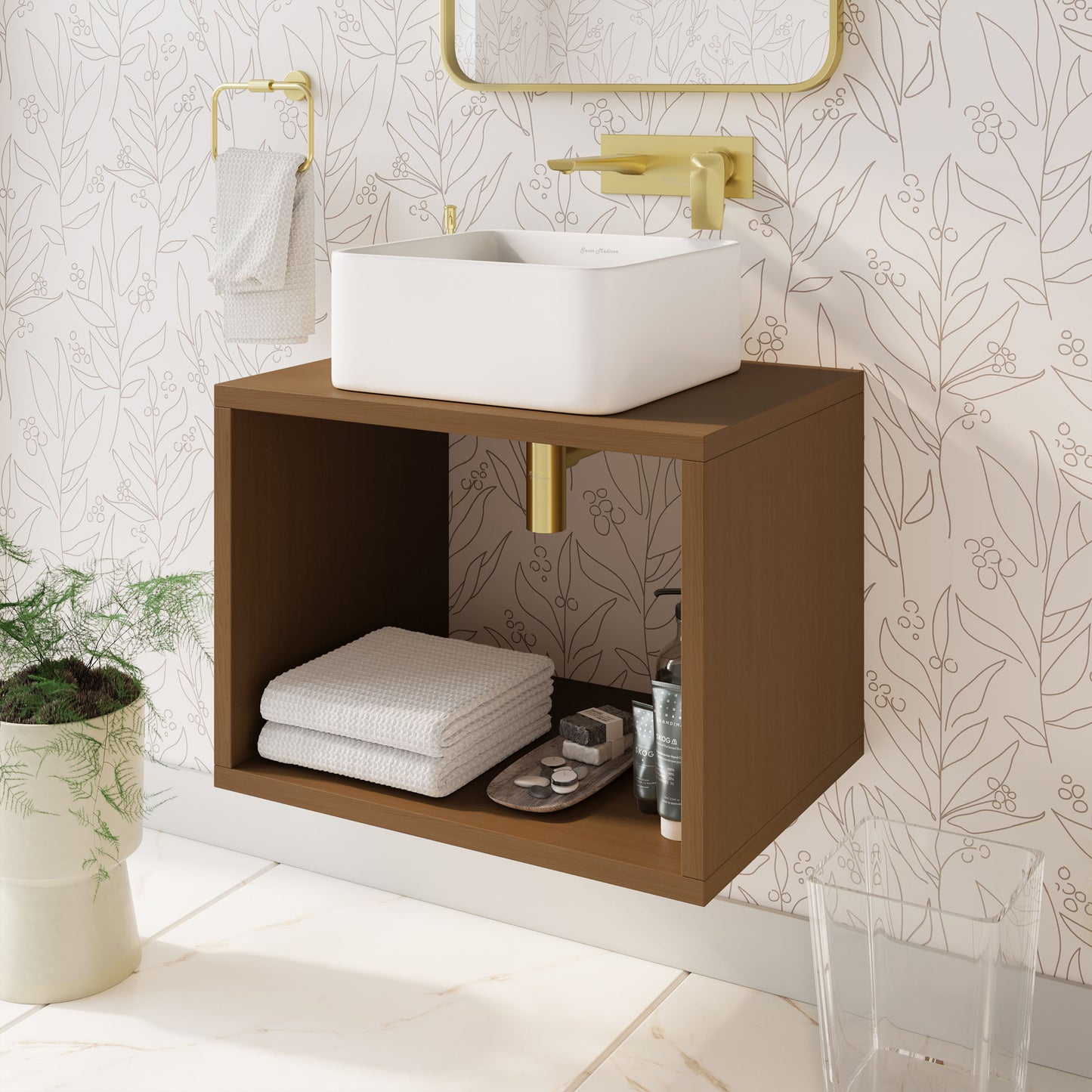 Swiss Madison, Concorde 24'' Wall-Hung Vanity In Brown Oak