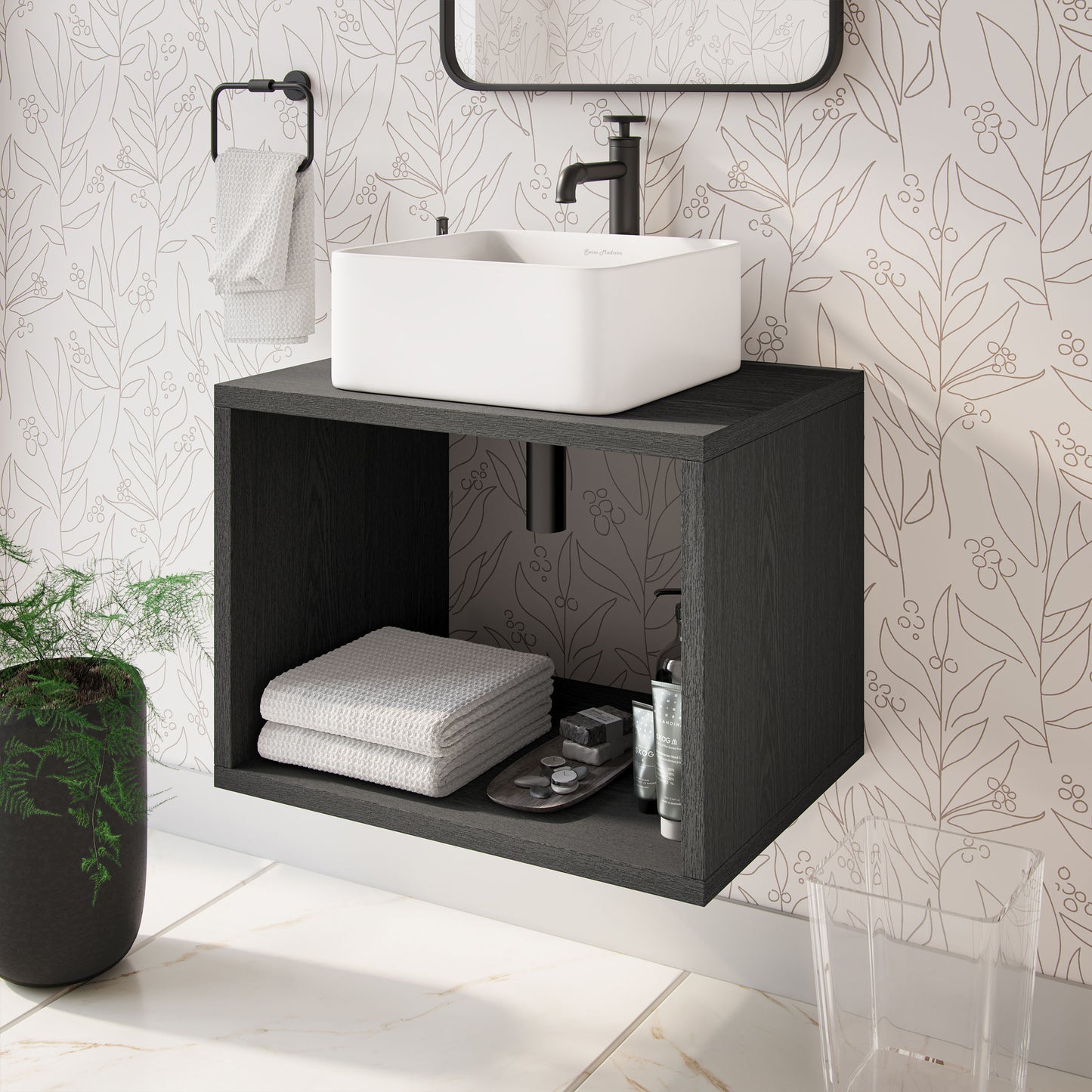 Swiss Madison, Concorde 24'' Wall-Hung Vanity In Black