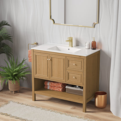 Swiss Madison Chateau 36-inch freestanding bathroom vanity in Golden Oak — view 7
