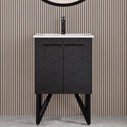 Swiss Madison, Annecy 24" Freestanding Bathroom Vanity in Phantom Black with Sink Top