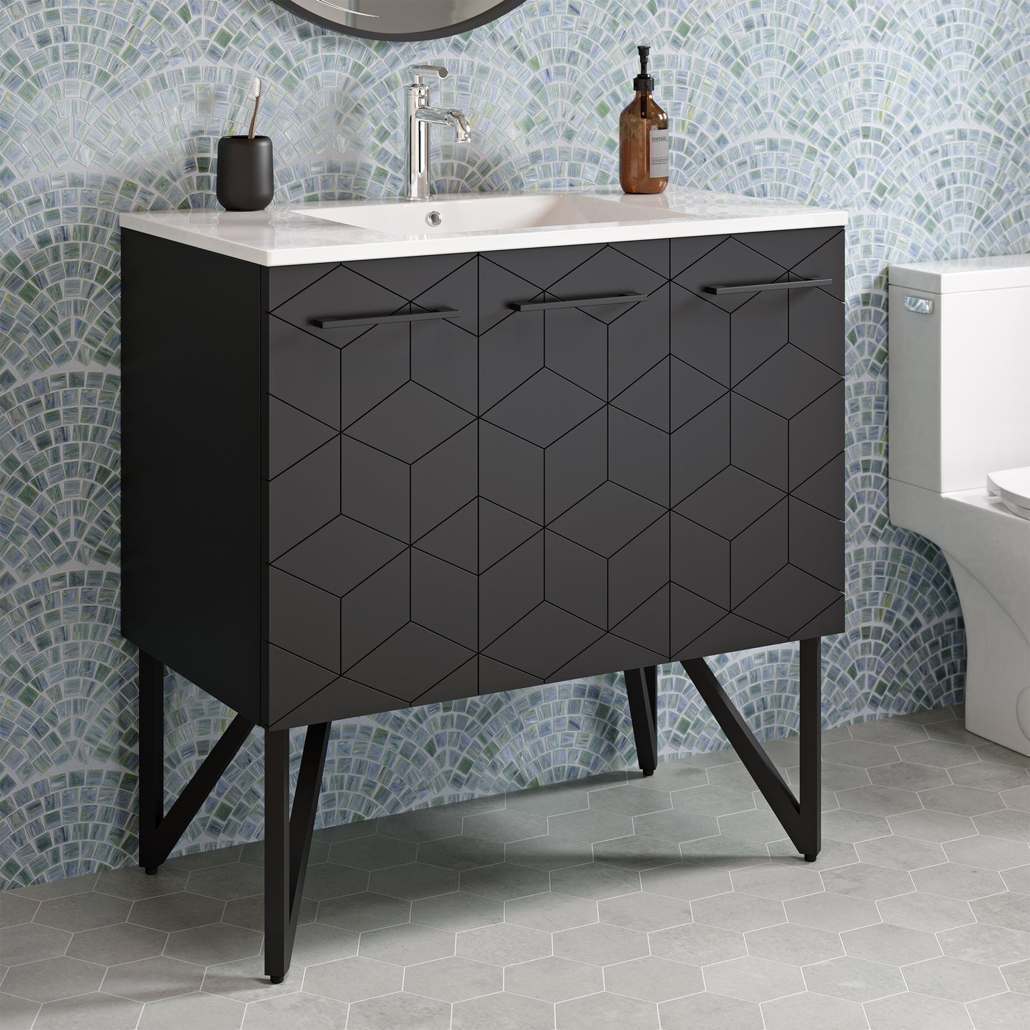 Swiss Madison, Annecy 36" Freestanding Bathroom Vanity in Phantom Black with Sink Top