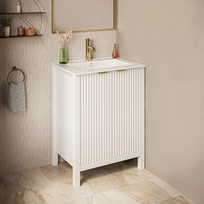 Swiss Madison, Bastille 24" Freestanding Bathroom Vanity in White with Sink Top