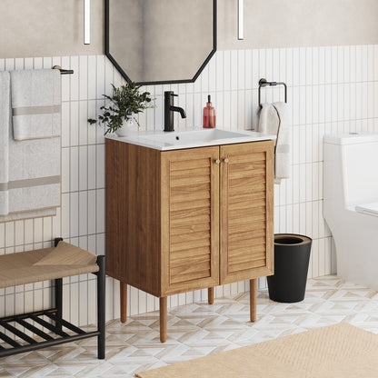 Swiss Madison, Bron 24" Freestanding Bathroom Vanity in Golden Oak with Sink Top