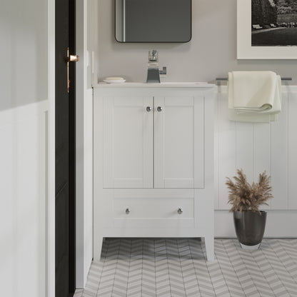 Swiss Madison, Cannes 24" Freestanding Bathroom Vanity in White with Sink Top