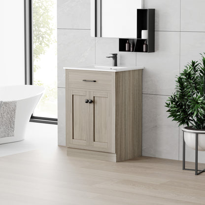 Swiss Madison, Burdon 24" Freestanding Bathroom Vanity in Weathered Oak with Sink Top