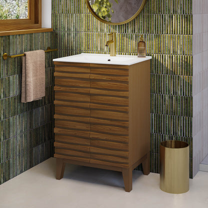 Swiss Madison, Cascade 24'' Bathroom Vanity in Brown Oak