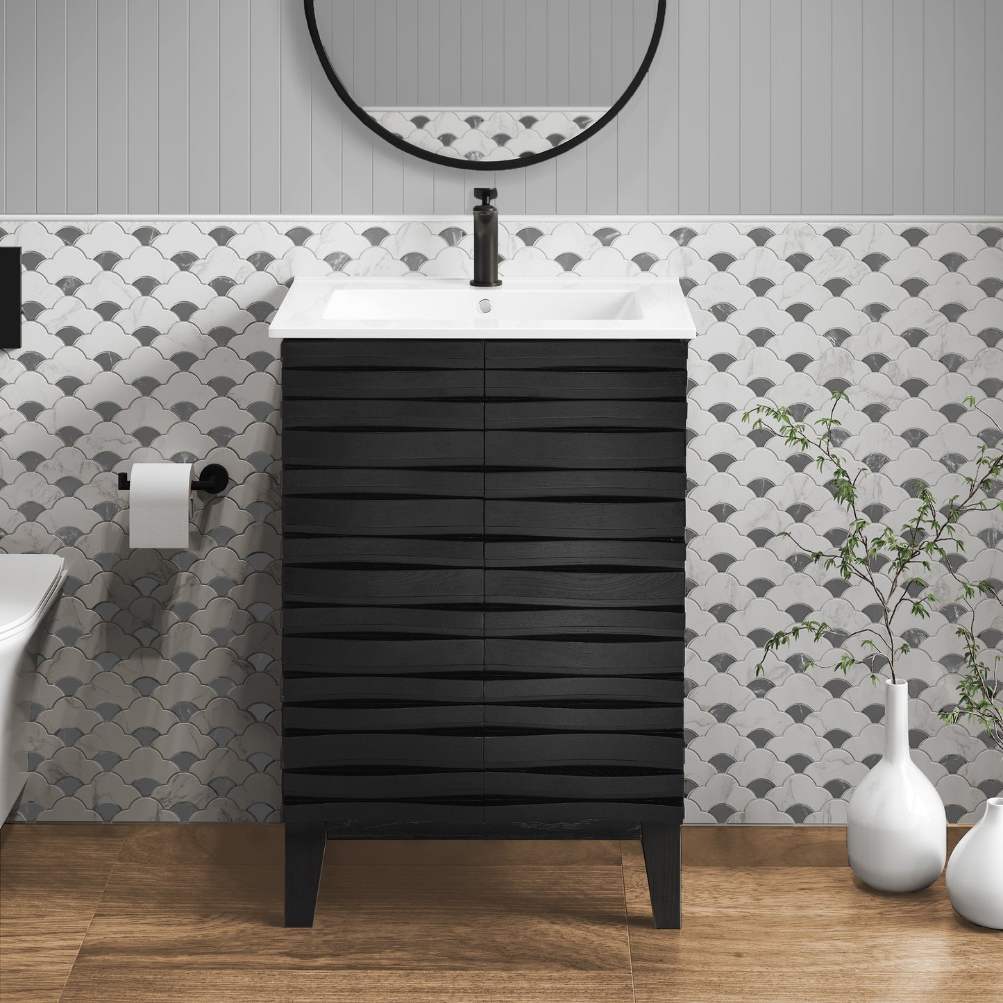 Swiss Madison, Cascade 24" Bathroom Vanity in Black